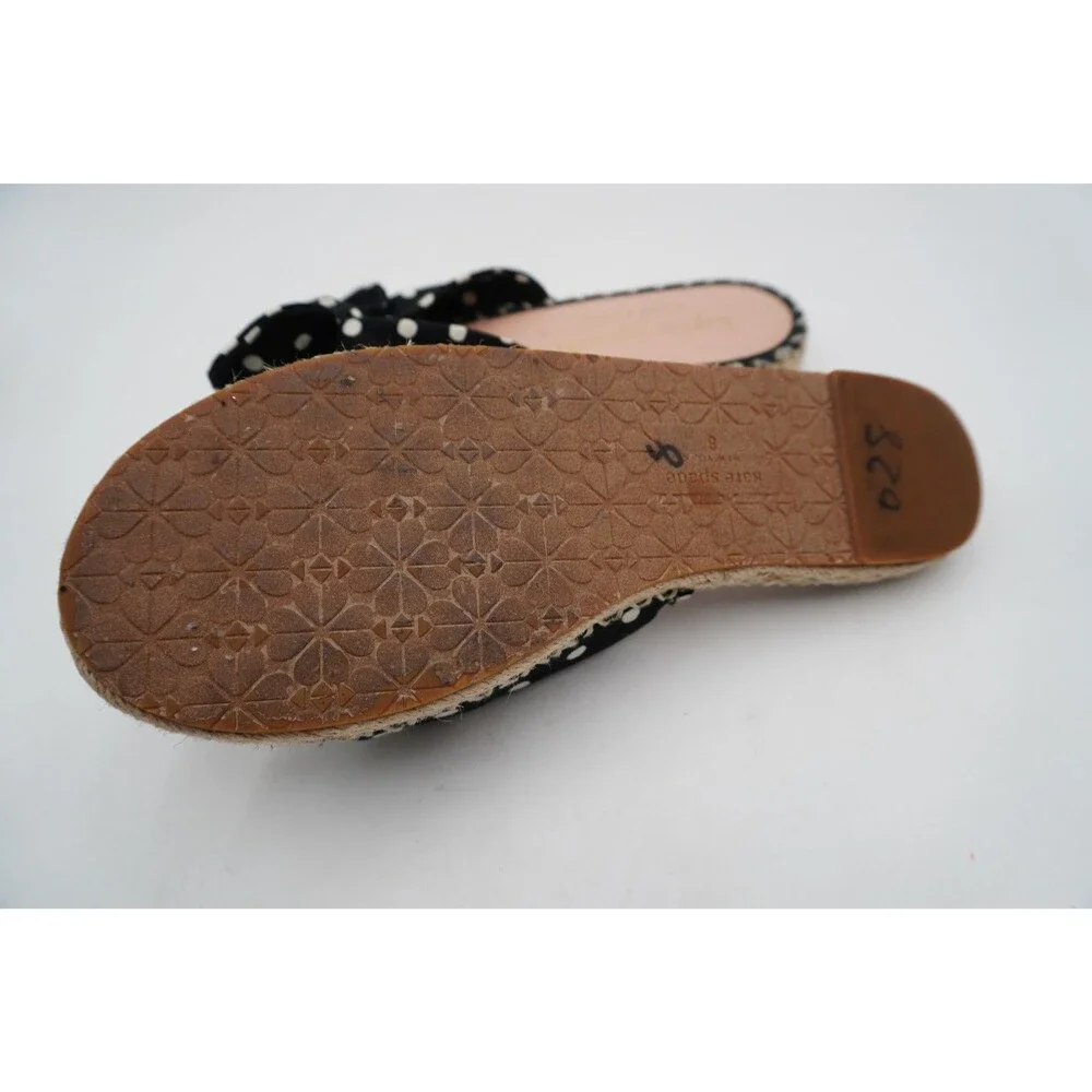 Kate Spade New York Saltie Shore Espadrille Slide Sandals Black Polka Women's 8B